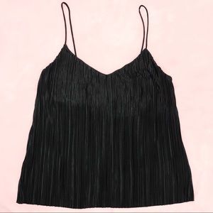 H&M Black V-Neck Pleated Cami Top
